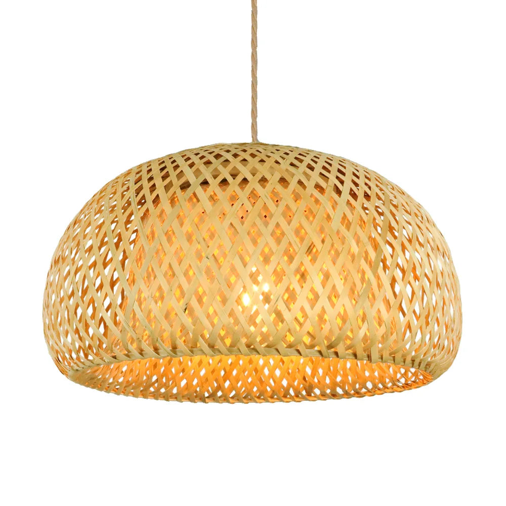 Suspension salon en bambou gros plan