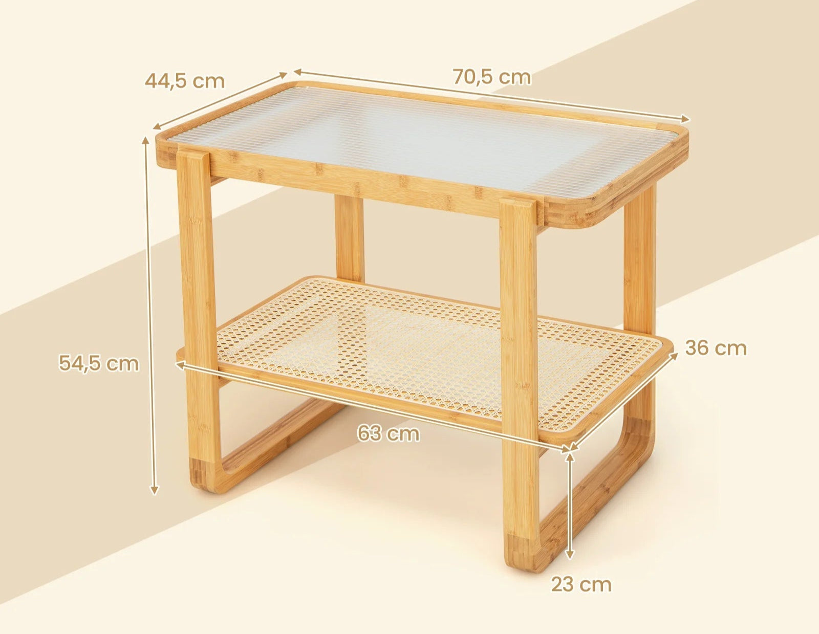 Table basse  en rotin et bambou dimensions