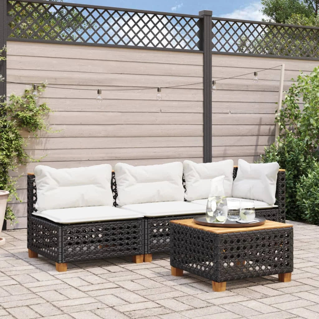 Table basse extérieure style rotin vue jardin