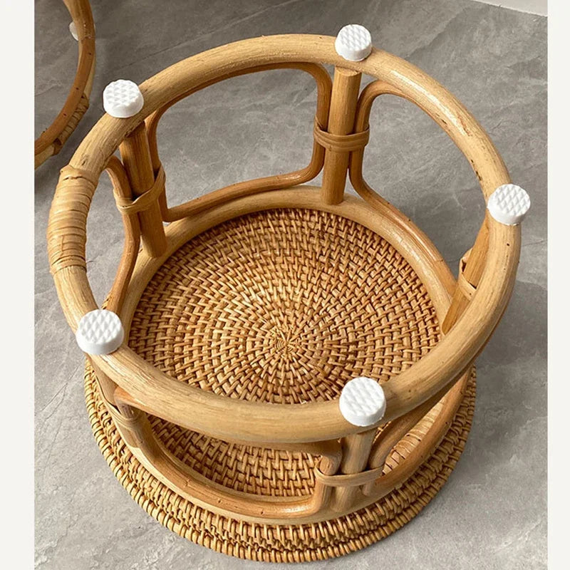 Table basse ronde rotin vue du dessous