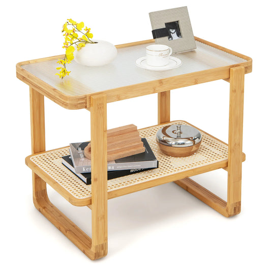 Table basse  en rotin et bambou