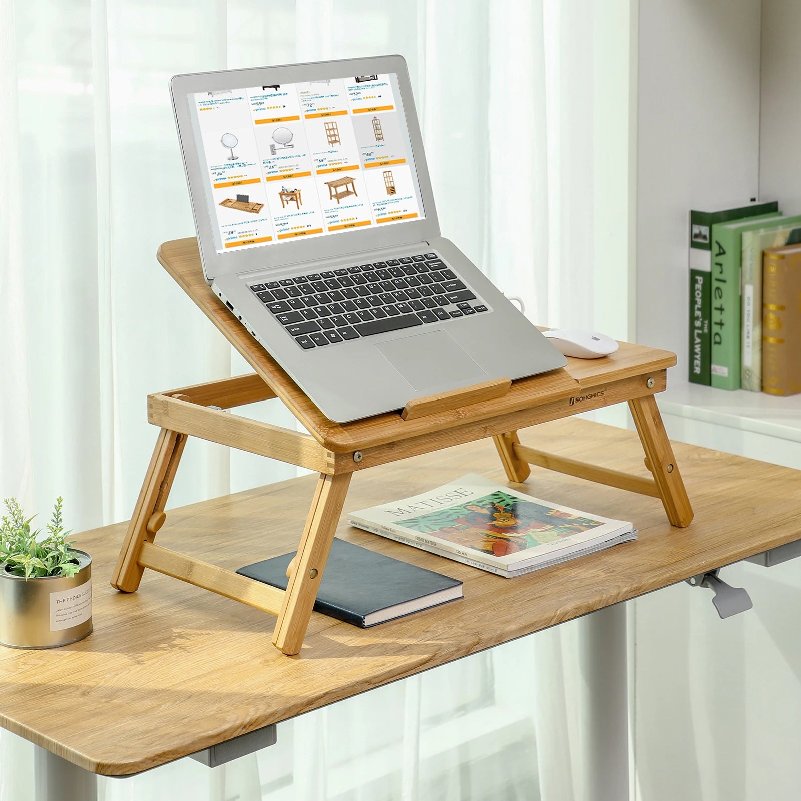 Table bureau pliable en bambou