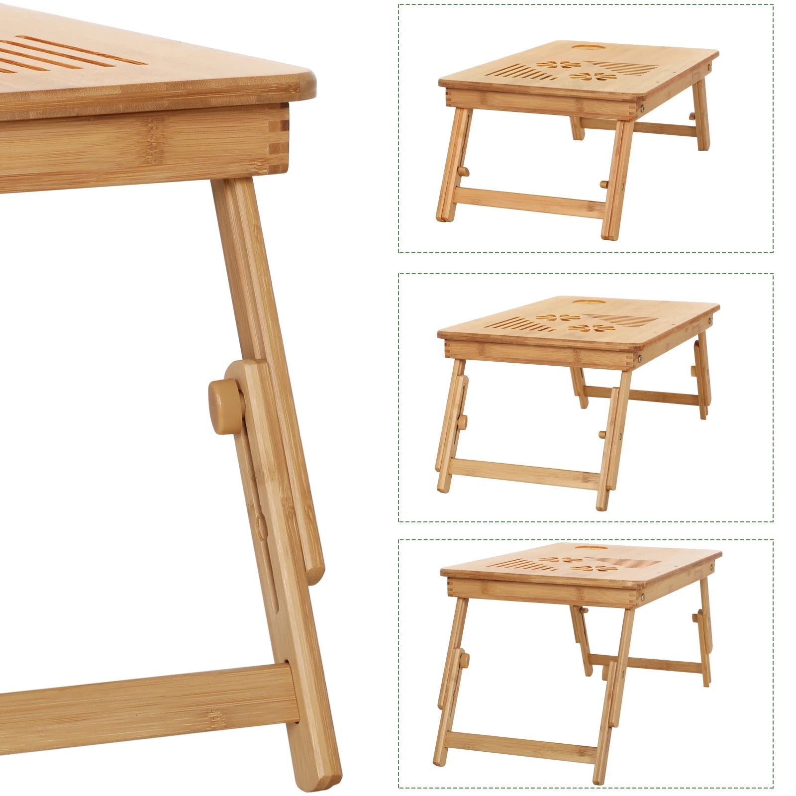 Table bureau pliable en bambou réglable