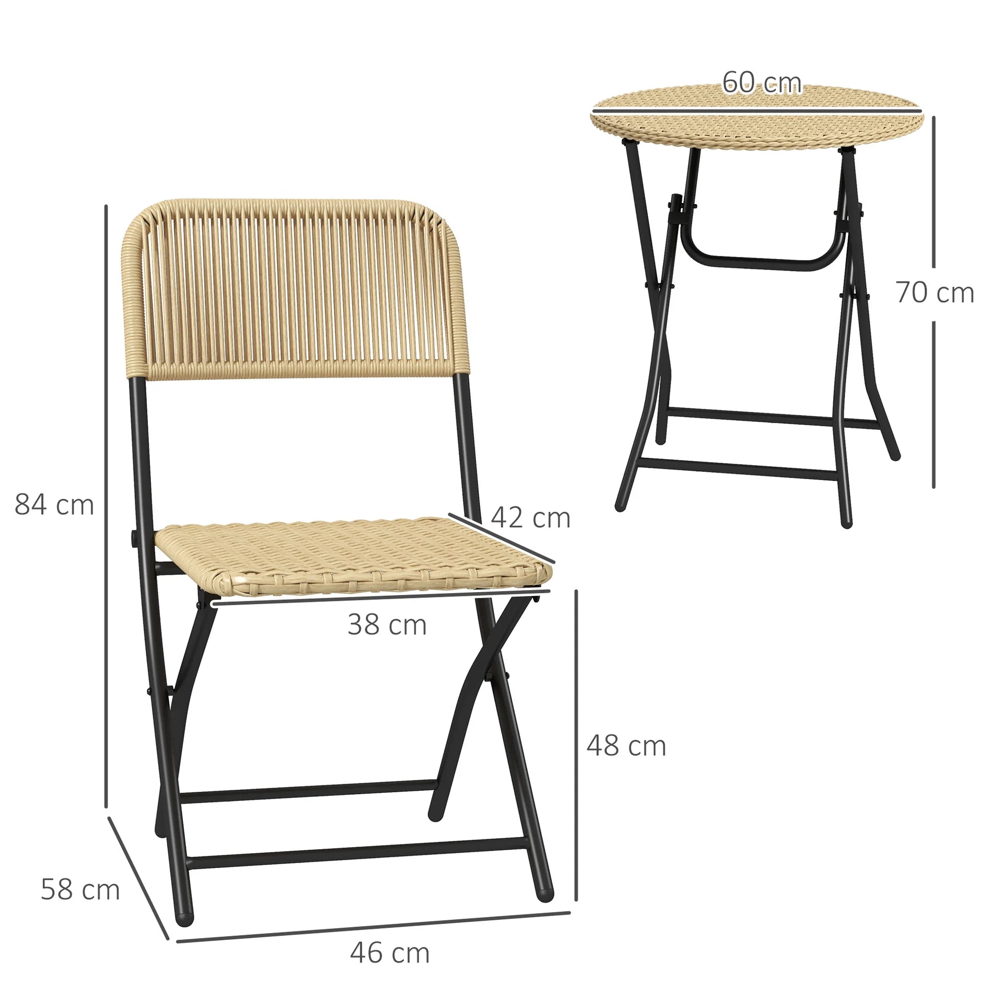 Table et chaises de jardin pliantes en rotin dimensions