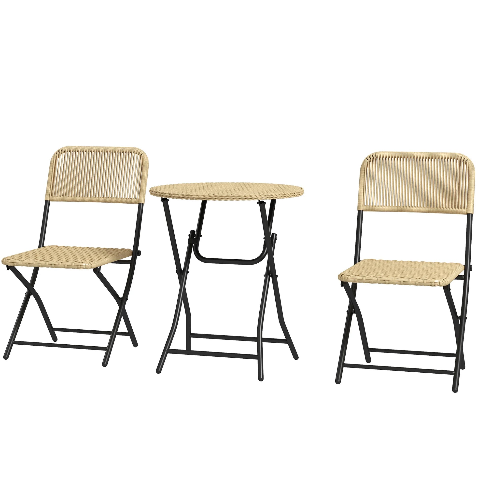 Table et chaises de jardin pliantes en rotin ensemble