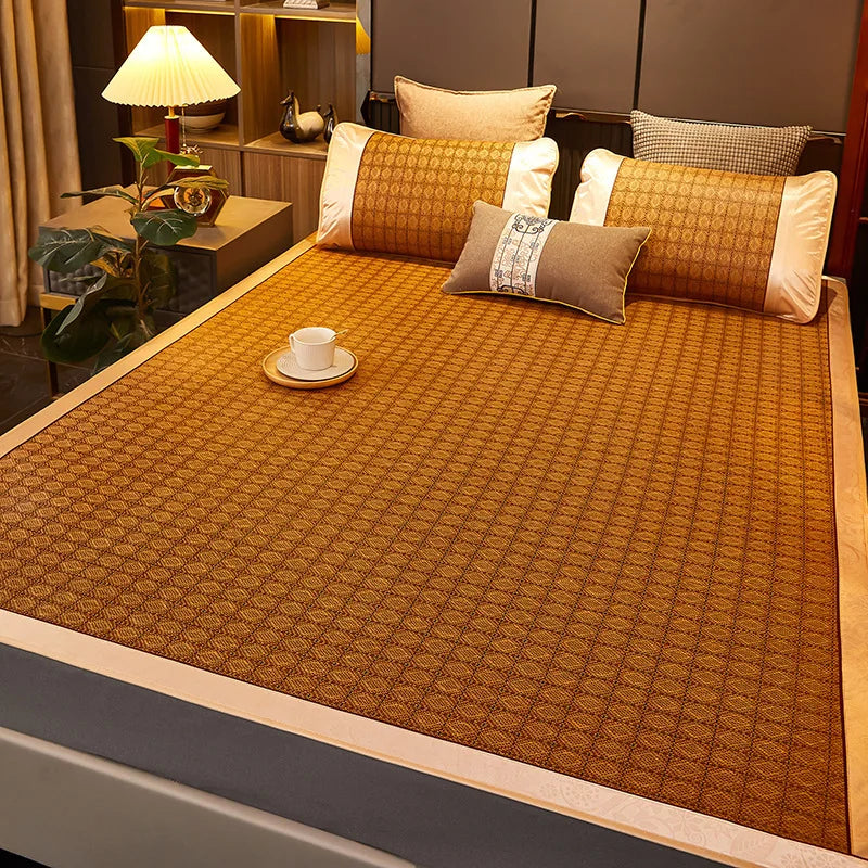 Tapis en rotin motif damier
