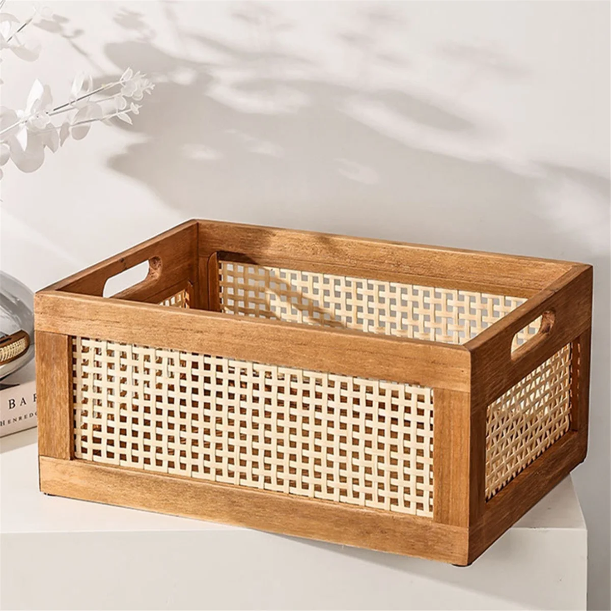 panier rangement bambou vue de coté